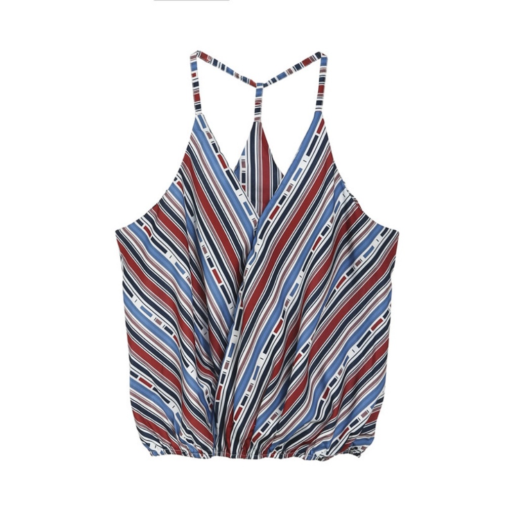 New Summer Market Stripe Boho Tank Top - Picture 2 of 7